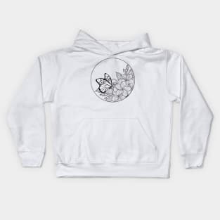 Monogram with butterfly and plumeria Kids Hoodie